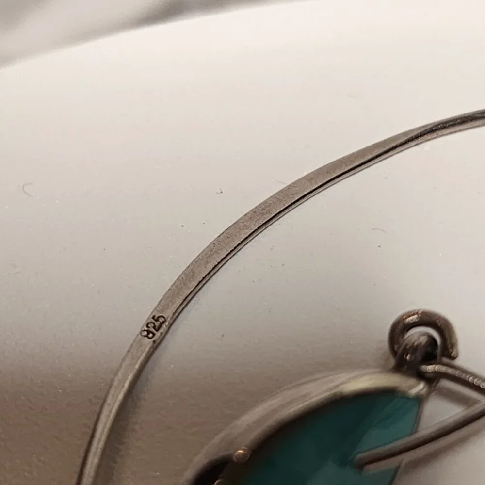 925 Silver Drop Earrings with Turquoise colored stone